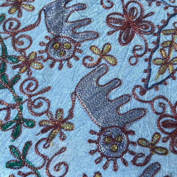 Vintage Uzbek Embroidery Suzani Bed Cover Table Cloth Throw 86"x104" Floral - Picture 4 of 11